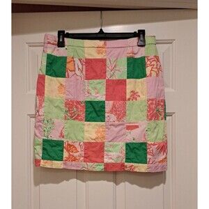 Lilly Pulitzer Resort Wear Quilted Tropical Vintage Cotton Lined Skirt Size S